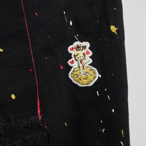 Embellish NYC Black‎ Denim Distressed Jeans Paint Splatter Rips Grunge Mens 40 - Picture 3 of 8